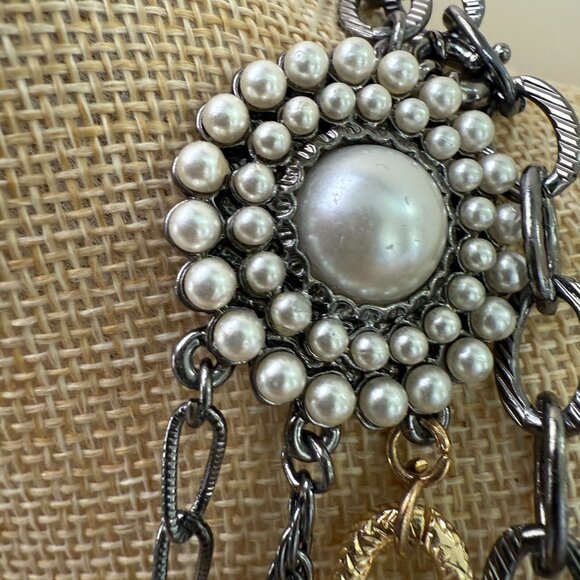 Chicos Maximal Necklace, Layered, Glam, Statement, Gold Tone & Faux Pearl, Bold - Picture 6 of 16